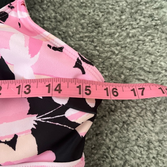 Floral Pink and Black Swim Top - Picture 3 of 5